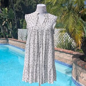 Macy's White and Black Ruffled Tiered Sundress
